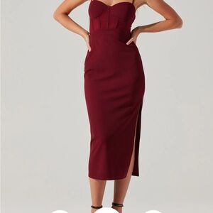 Astr Strapless Wine Dress